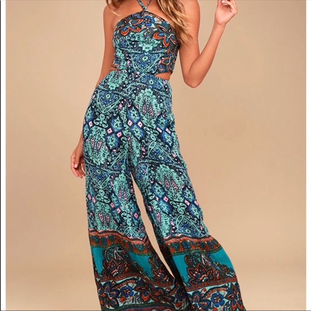 Pattern free people jumpsuit